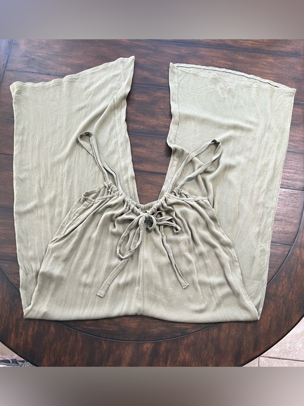 Emery Rose Size Lg Olive Green Women's Romper Jumpsuit Ankle Length Wide Leg - Picture 3 of 5